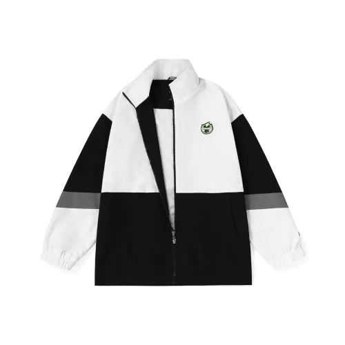 GENANX Свободный крой Куртка Унисекс Черный Белый