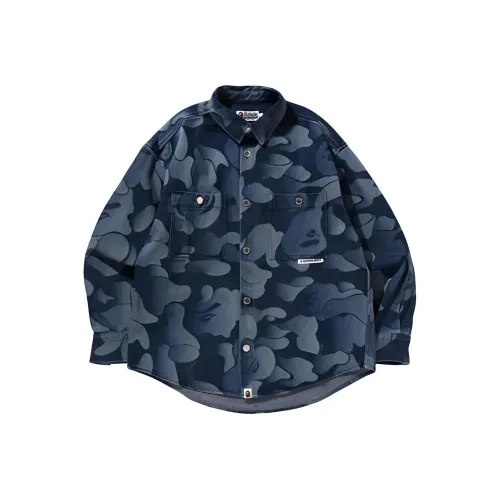 A BATHING APE Blue Men's Shirts A BATHING APE Синие Мужские Рубашки