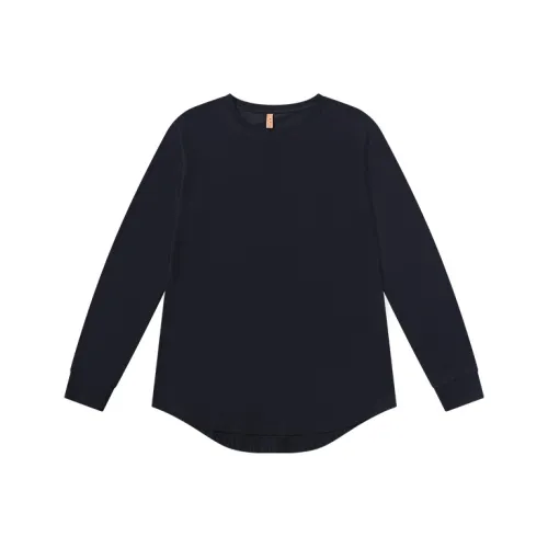 LUANBU Пуловер с округлым передним и задним краем длинный и короткий подол однотонный круглый вырез свободный крой пара топ унисекс