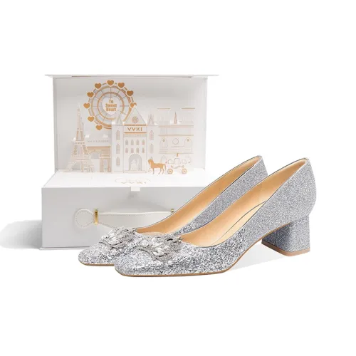 VVKI Высокие каблуки Женские Серебряные Сверкающий страз Корона