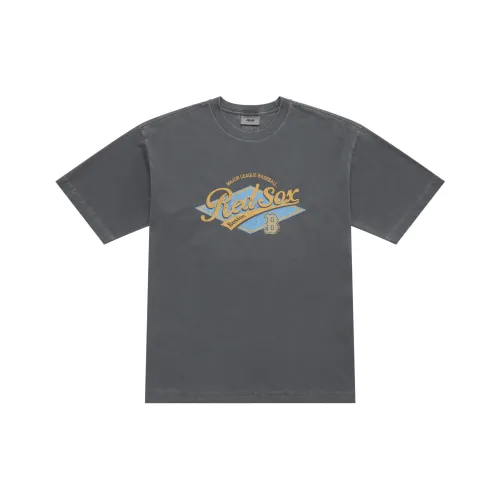 MLB Boston Red Sox MLB Base Logo Преппи стиль Коллекция SS25 T Рубашка Унисекс Темный угольно-серый