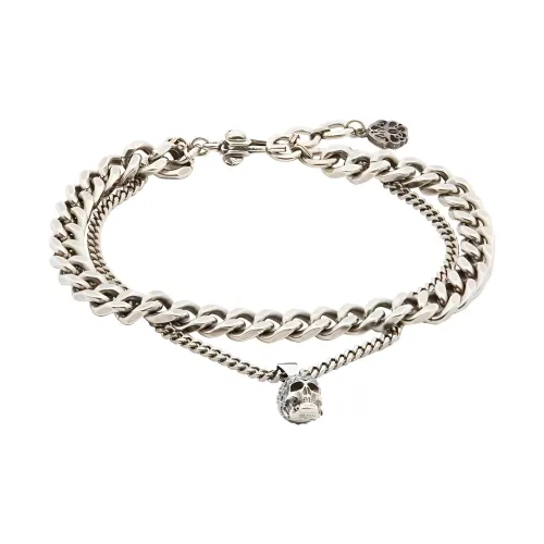 Alexander McQueen Soft Curve Brass Bracelets Silver Men's