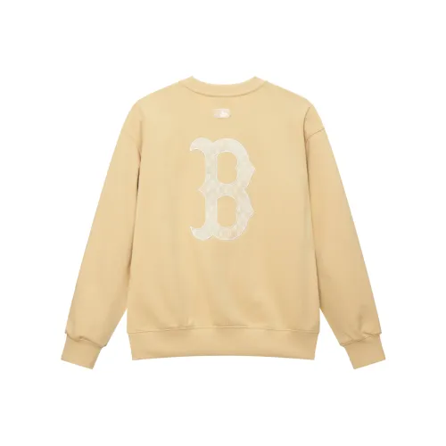 MLB MONOGRAM Коллекция Boston Red Sox SS25 Круглый вырез Свитшот Унисекс Светлый Бежевый Желтый
