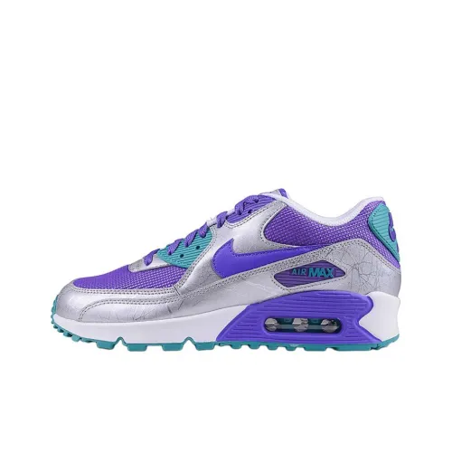 Nike Air Max 90 Anti KICK Амортизация MID Топ Детские беговые кроссовки Серебристо-фиолетовый Подростки