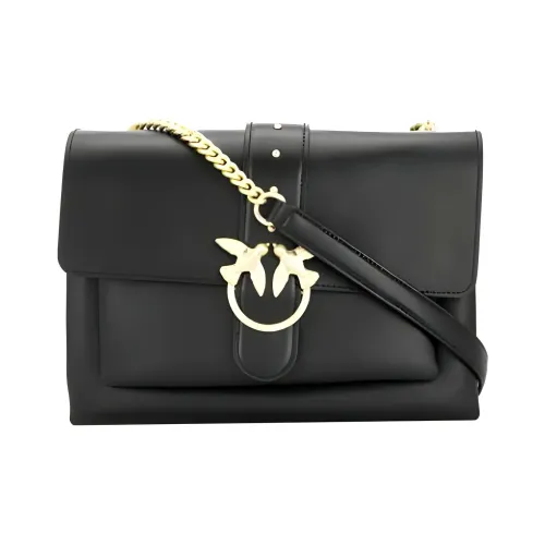 PINKO SIMPLY Кожа Сумка с цепочкой Сумка через плечо Большая Женская Черная Черно-Золотая