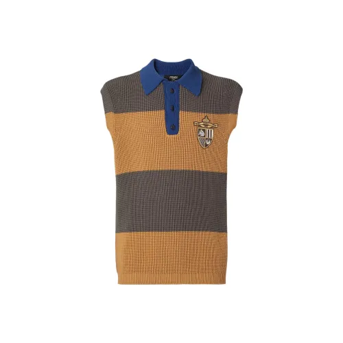 FENDI Майка Мужская Коричнево-Желтая