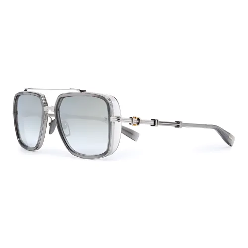 BALMAIN Титан Ацетат Нерегулярная форма Солнцезащитные очки Унисекс Серебряный