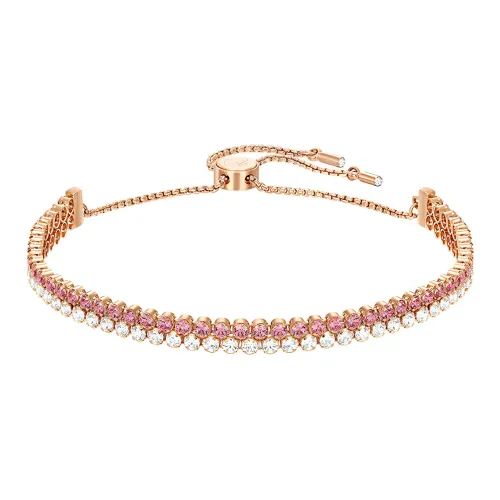 Swarovski Тонкие браслеты из искусственного хрусталя, розово-золотые, женские