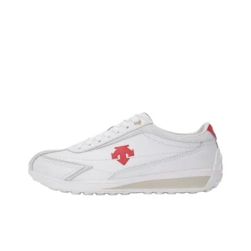 DESCENTE Cron Racer Slip-resistant Abrasion-resistant Low Top Casual Unisex White Red DESCENTE Cron Racer Противоскользящий Устойчивый к истиранию Низкий Топ Повседневный Унисекс Белый Красный