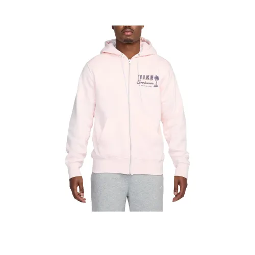 Nike Club Full Zip Fleece Hoodie Sweatshirt Men's Light Pink Dark Raspberry