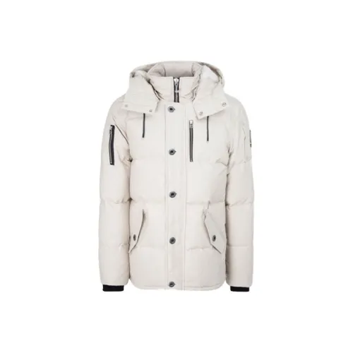 Moose Knuckles Однотонный С капюшоном Облегающий Пуховик Мужской Цвет Слоновая кость