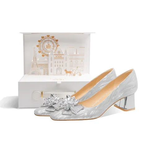 VVKI Грубый каблук Высокие каблуки Женские Серебряные