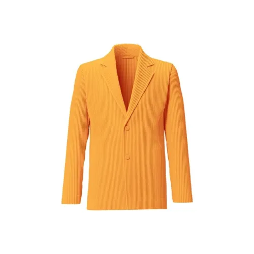 Homme Plissé Issey Miyake Бизнес-костюм Пальто Мужской Желтый