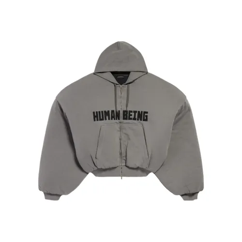 Balenciaga SS25 HUMAN BEING Круглый Свитшот Свободного Кроя Мужской Темно-Серый