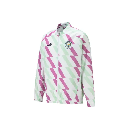 PUMA Manchester City Белый Ярко-зеленый Фуксия Мужские Куртки