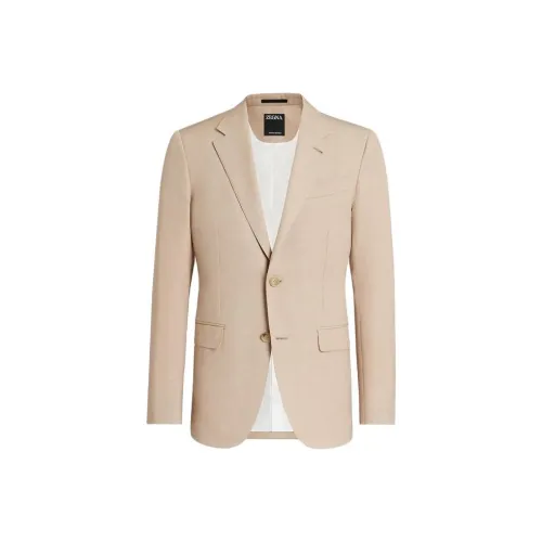 Zegna Бежевый Trofeo Лето Шерсть And Льняная ткань Куртка Бизнес Костюм Мужской