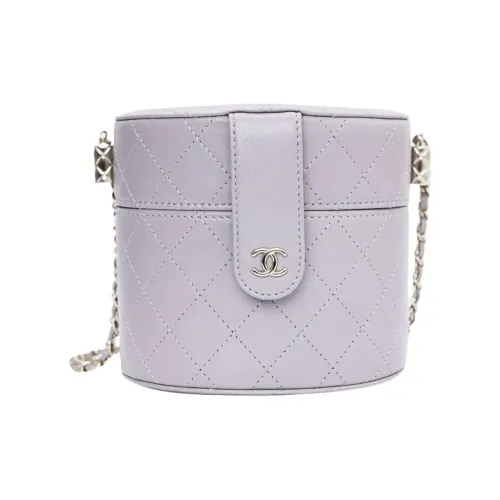 CHANEL Овчина Цилиндрическая Сумка Косметичка Сумка через плечо Средняя Женская Холодный Серый