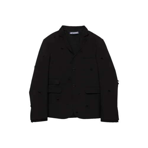 Jacquemus FW23 Four Карман Вышитый Бизнес Костюм Пальто Мужской Черный