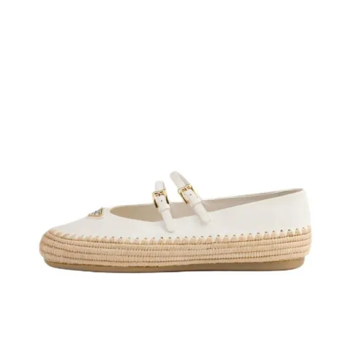 PRADA Туфли Mary Jane с плоской подошвой женские цвет слоновая кость