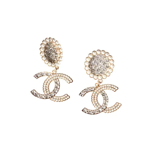 CHANEL CC Серьги Золотой, Кристальный, And Жемчужно-белый Женские