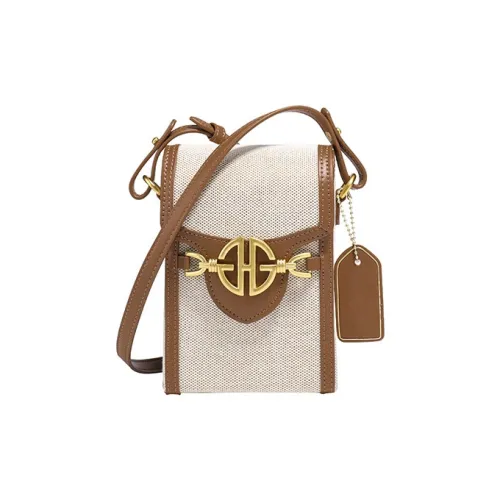 Чехол для телефона GHG с кожей холст маленький женский коричневый белый