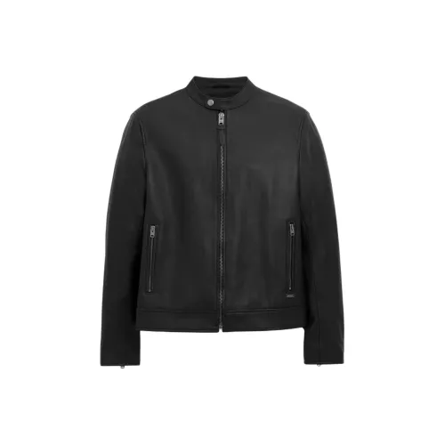 COACH Кожа Racer Куртки Пальто Мужской Черный