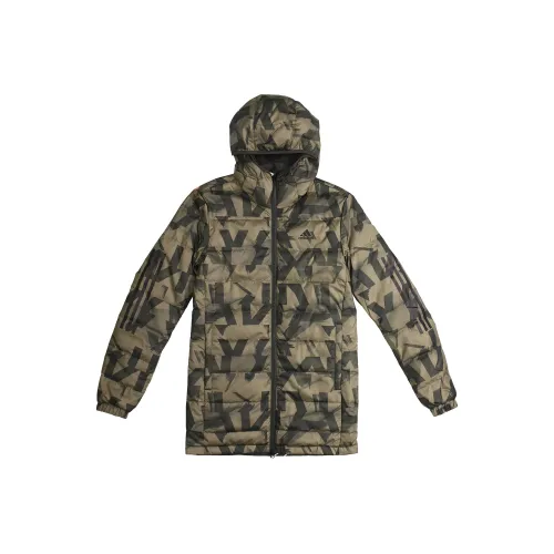 Adidas Olive Brown Men's Down Jackets Adidas Оливковый Коричневый Мужские Пуховики