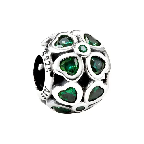 Pandora Sterling Silver 925 пробы, Синтетический кубический цирконий, Ювелирные аксессуары, Зеленый, Женские