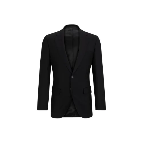 Hugo Boss SS24 Облегающий крой Куртка из новой шерсти с эластичным бизнес-костюмом Мужской Черный