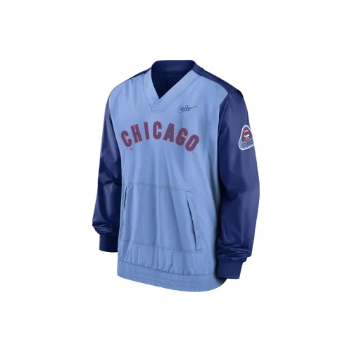 nike Мужской Пуловер Куртка Куртки Пальто Chicago Cubs Мужской Синий