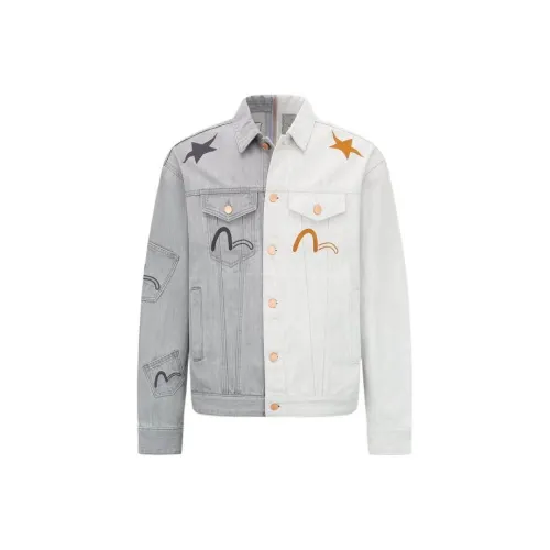 EVISU Кость/Серый Мужские Джинсовые Куртки