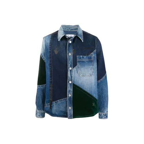 Off Белый FW20 Синий Мужские Джинсовые Куртки