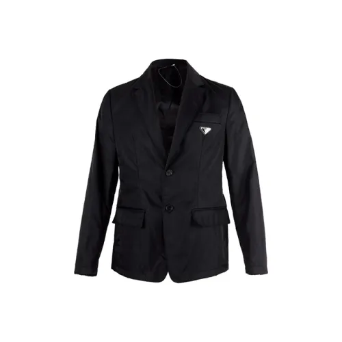 PRADA RE Нейлон Бизнес Костюм Пальто Мужской Черный