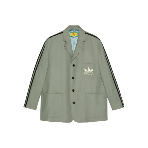 GUCCI X ADIDAS Originals FW22 Бизнес-костюм Пальто Мужской Серый