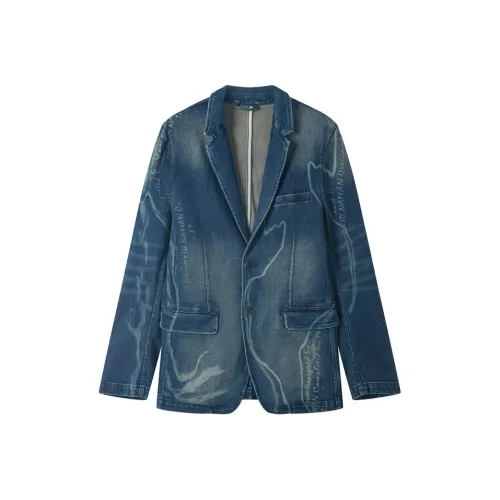 DAVID NAMAN Джинсовый синий Мужской Деловые костюмы