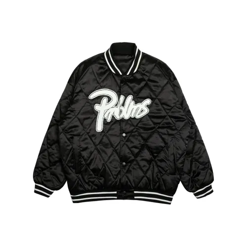 PRBLMS Letter Solid Color Shiny Baseball Collar Loose Fit Thickened Regular Edition Cotton Down Unisex Black PRBLMS Буква Однотонный Блестящий Бейсбольный воротник Свободный крой Утолщенный Стандартное издание Пуховая куртка Унисекс Черный