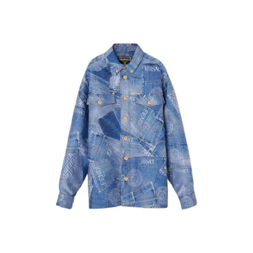 VERSACE Светло-синие мужские джинсовые куртки