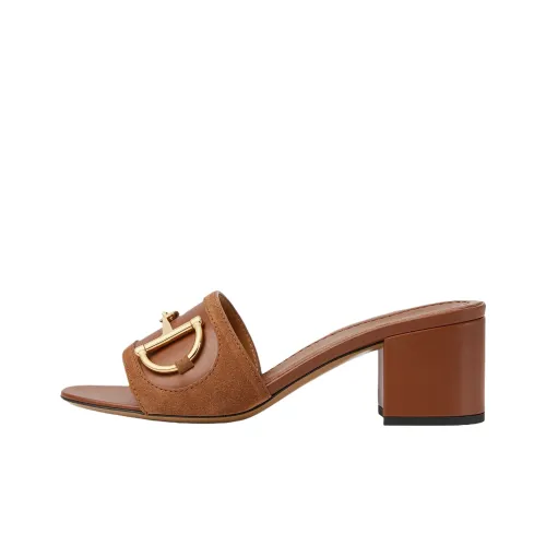 GUCCI Шлепанцы с пряжкой Horsebit 5,5 см женские коричневые