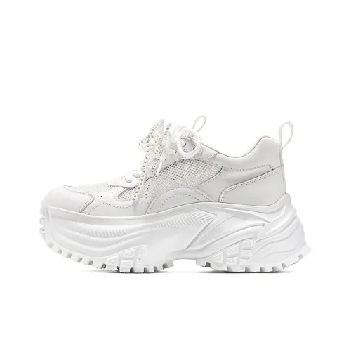 GG CC Low Top Белые Женские массивные кроссовки