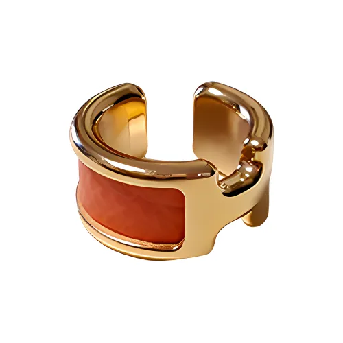HERMES Olympe Телячья кожа Clip-On Серьги Розово-золотые Женские