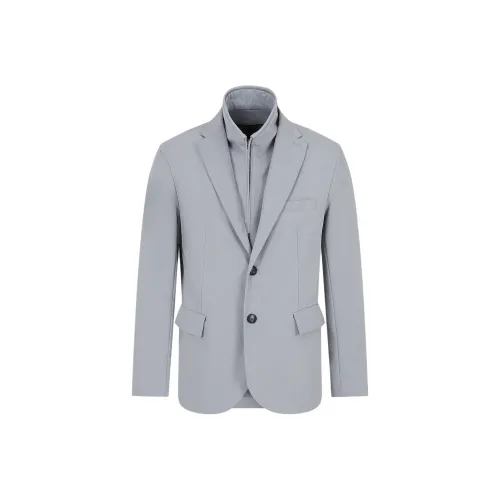 EMPORIO ARMANI SS24 Бизнес-костюм Пальто Мужской Серый