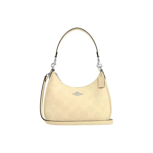 COACH Teri Покрытый холст Хобо Сумка Сумка через плечо Сумка на плечо Большая Женская Желтая