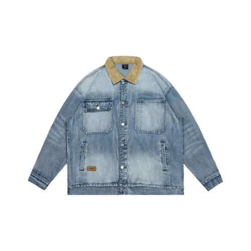 WAYNEXZAVIER Denim Куртка Весенний Осенний Мужской Светло-Синий