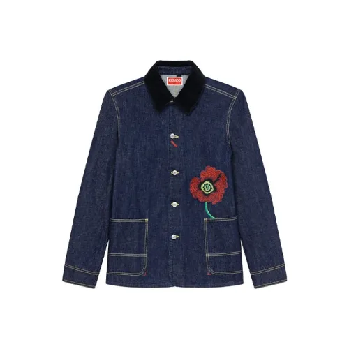 KENZO Poppy Flower Series Темно-синий Мужские Джинсовые Куртки