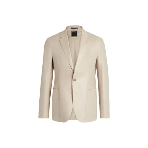 Zegna Light Beige Pure Linen Рубашка Куртка Бизнес Костюм Мужской