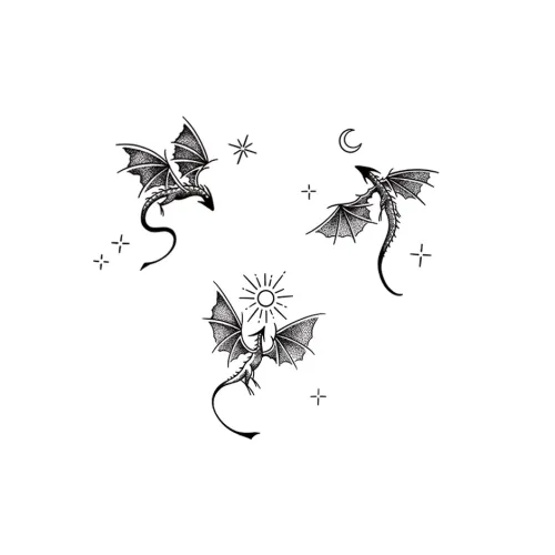 QINGSHANQIHAI Cathedral Дракон Shadow Временные Татуировки 1 шт