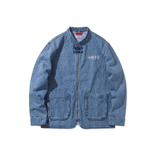 Лайнер Denim Светло-Серый Синий Мужской Джинсовые Куртки