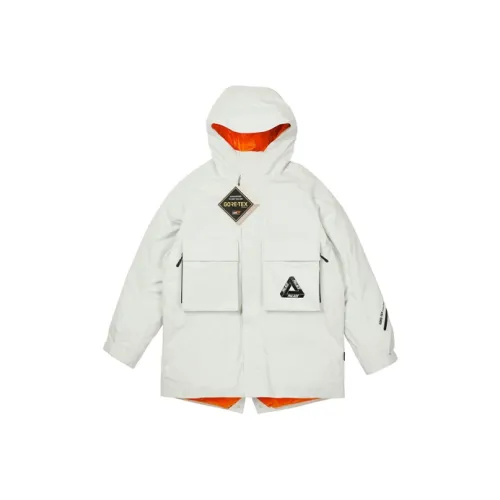 Дворцовый оранжево-белый унисекс пуховые куртки