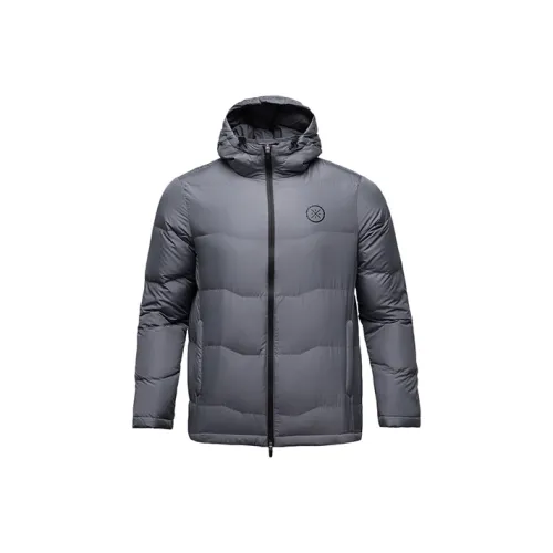 Мужская пуховая куртка простой дизайн темно-серый цвет