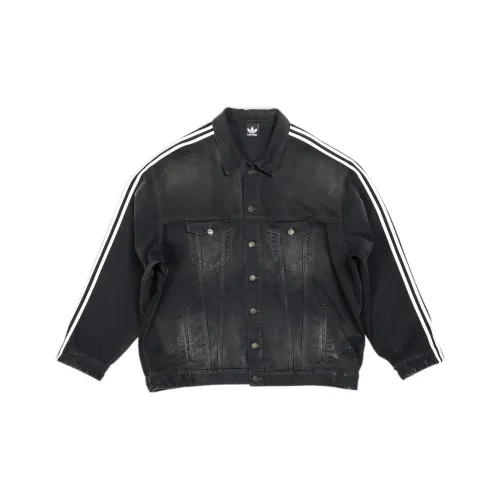 Balenciaga x Adidas Originals Denim Jacket Loose Fit Unisex Black Баленсиага x Adidas Originals Джинсовая куртка свободного кроя унисекс черного цвета